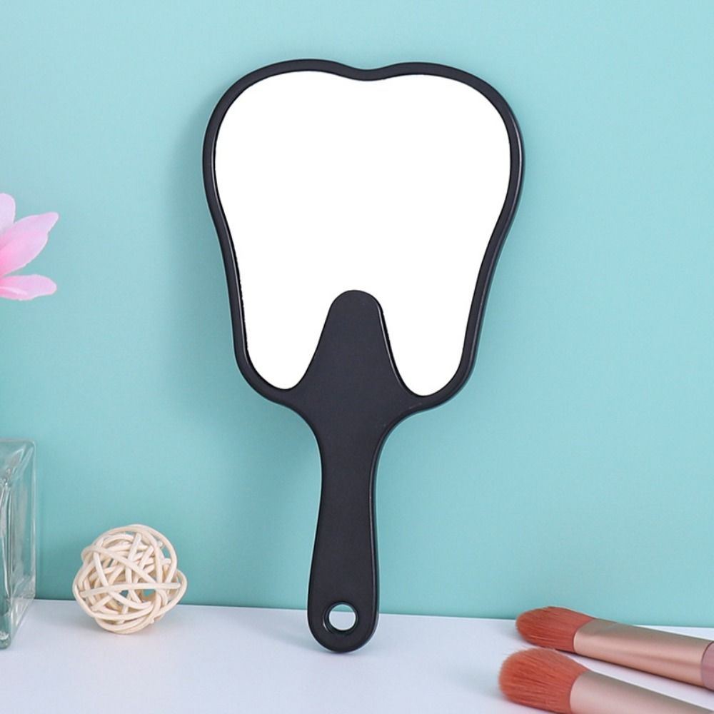 Espelho portátil em forma de dente de plástico para mulheres, durável e leve, de alta definição, espelho de maquiagem portátil mini espelho setorial portátil