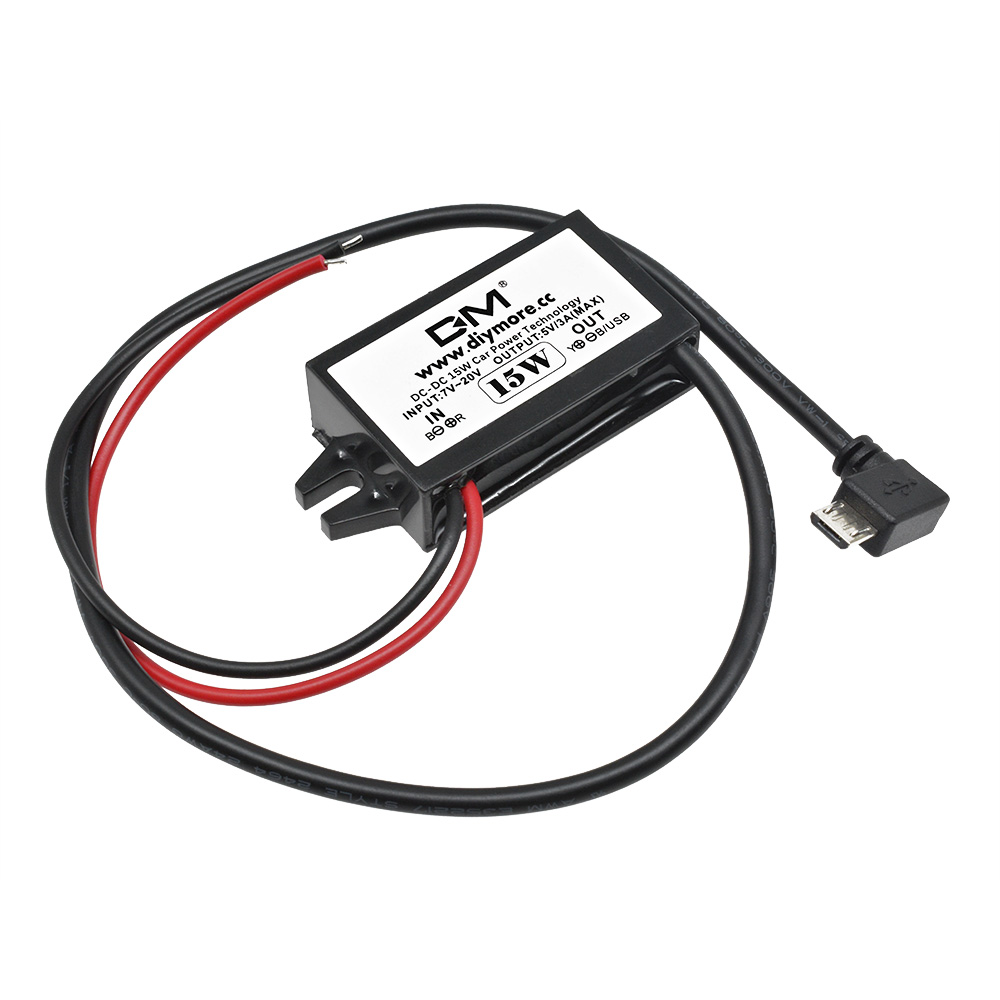 Convertor auto dc -dc 12v to 5v 3a 15w , sursă de alimentare buck, adaptor micro usb mascul/femelă, protecție auto: Verde