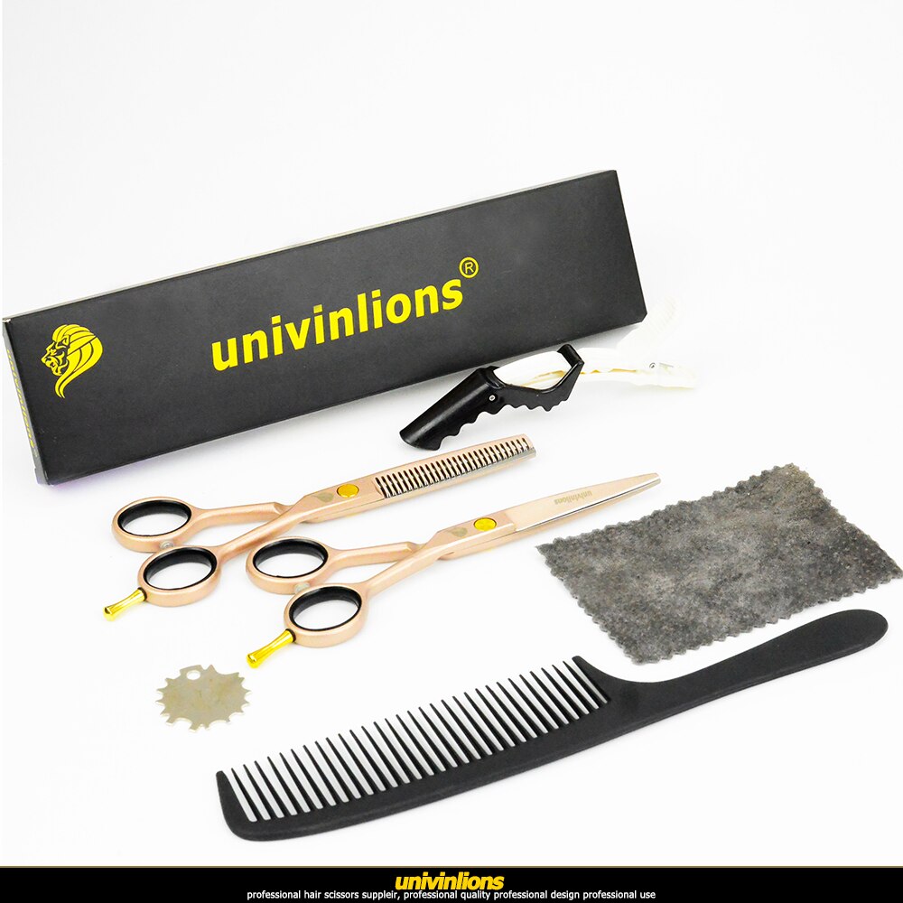 Univinlions 5.5 " rosa gyllene hår sax frisör japansk hår klippsax barberare rakkniv sax rosa