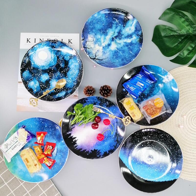 Scandinavische Stijl Keramische Star Sky Plaat Ontbijt Dessert Fruit Bruiloft Platen Woondecoratie Portie Schotel Keuken Gereedschap