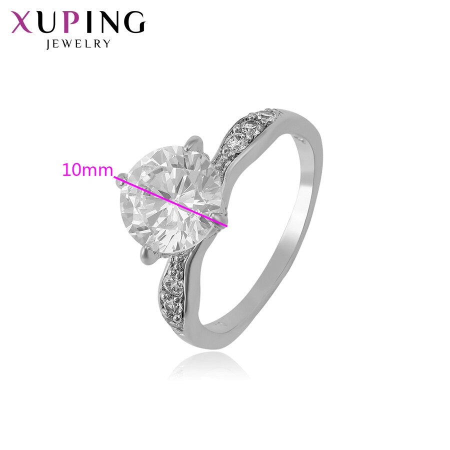 Xuping Jewelry Romantic Unique Round Shining Rhodium Color Plated Ring for Girls Wedding Special 15956