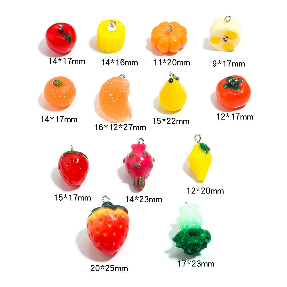 5 Stuks Kleurrijke Hars Fruit Charms Gesimuleerde Aardbei Apple Hanger Voor DIY Oorbel Armband Ketting Sieraden Maken Accessoires