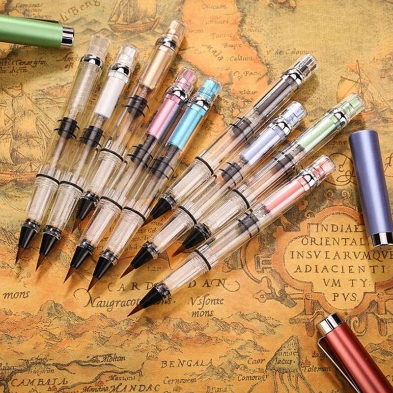 1pc White Calligraphy Pen Soft Hair Writing Brush Painting Drawing Watercolor Fountain Pen School Supplies Stationery