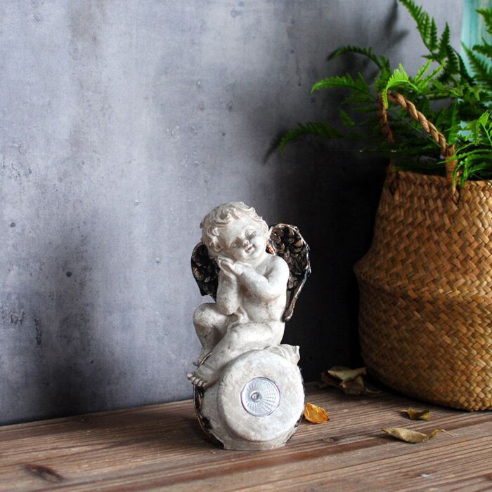 THE ENCHANTED GARDEN Tuinkabouter - Bubble Blazend Zonne-energie Standbeeld Met LED Verlichting (Hars, 25.5 Cm)