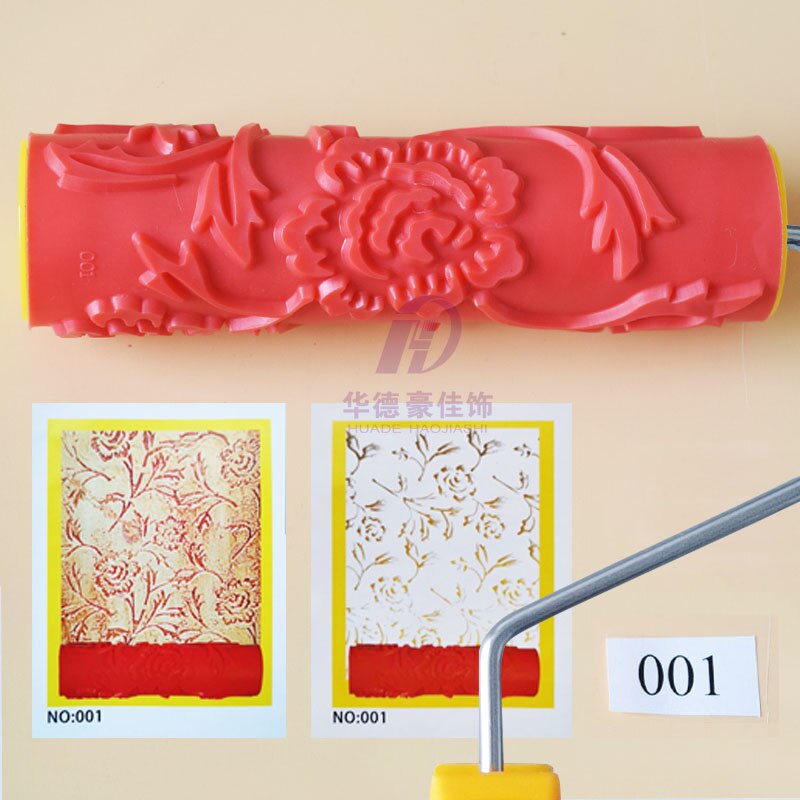 7 zoll Muster Roller pinsel Silica gel Farbe roller Geprägte Textur Malerei Werkzeuge für Wand Dekorative Haushalt Pinsel: 001 rose