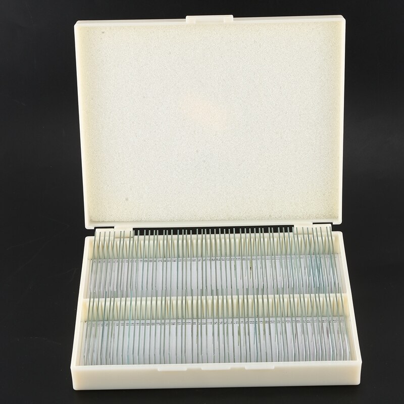 Best 100PCS Glass Slice Prepared Microscope Slides Educational Specimen Human Tissue Sections with Plastic Box