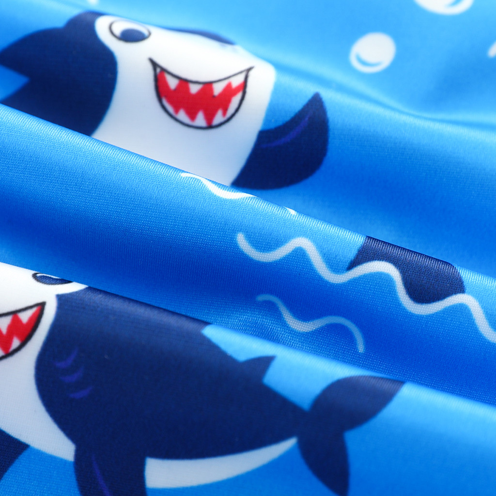 Cartoon Shark Lange Mouwen Badpak Jongen Snel Droog Zwemmen Jumpsuit Rits Strand Sport Professionele Meisje Badmode Badpak
