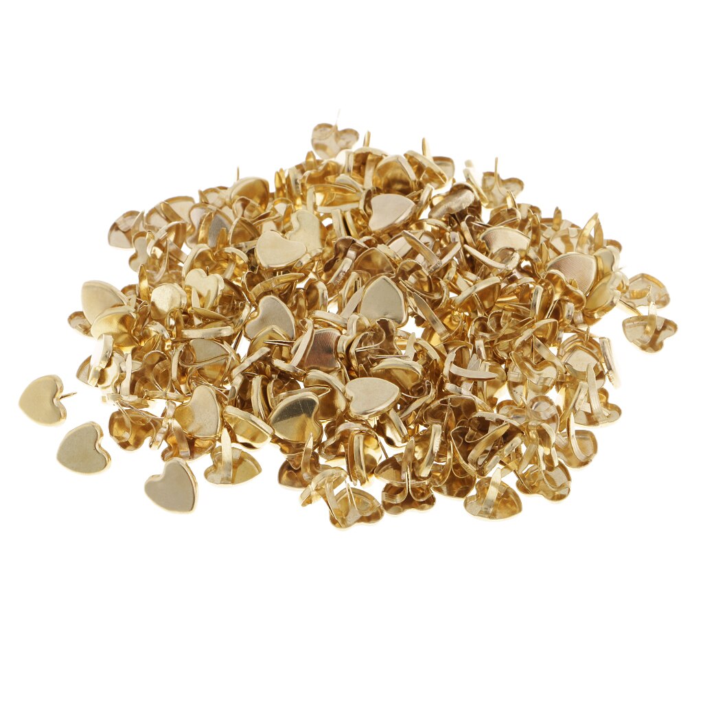 200pc gouden metalen mini-hartjes, papierklemmen, brads voor scrapbooking en knutselen