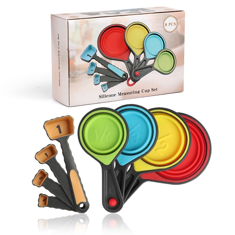 Silicone Measuring Spoons 4/8 Pcs Measuring Cup Sets Kitchen Cooking Tools Baking Accessories Kits