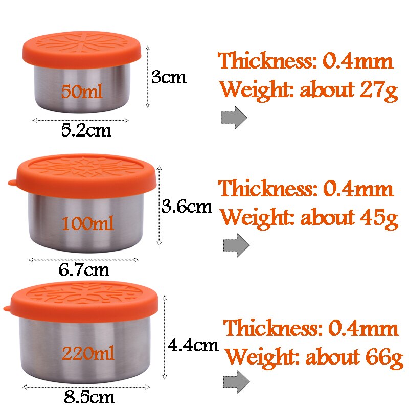 Kruiderij Containers Met Siliconen Deksels Rvs Lunch Bento Container Spice Saus Moer Ketchup Opbergdoos
