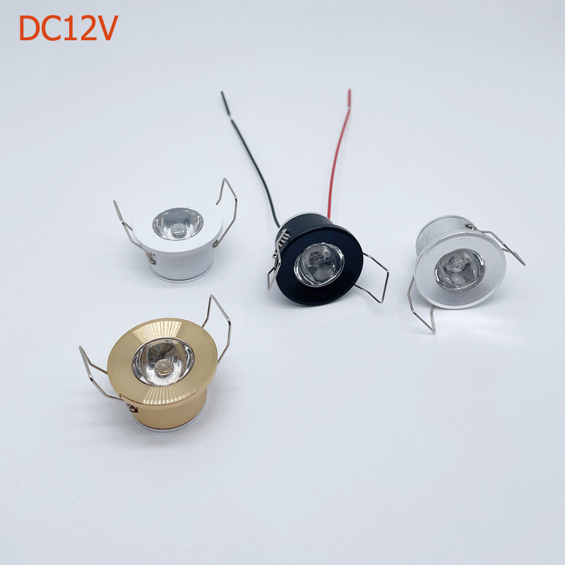 Mini-downlight led 12v 1w inbäddade små spotlights i taket köksskåp inbyggda led-lampor silver, vit, svart skal