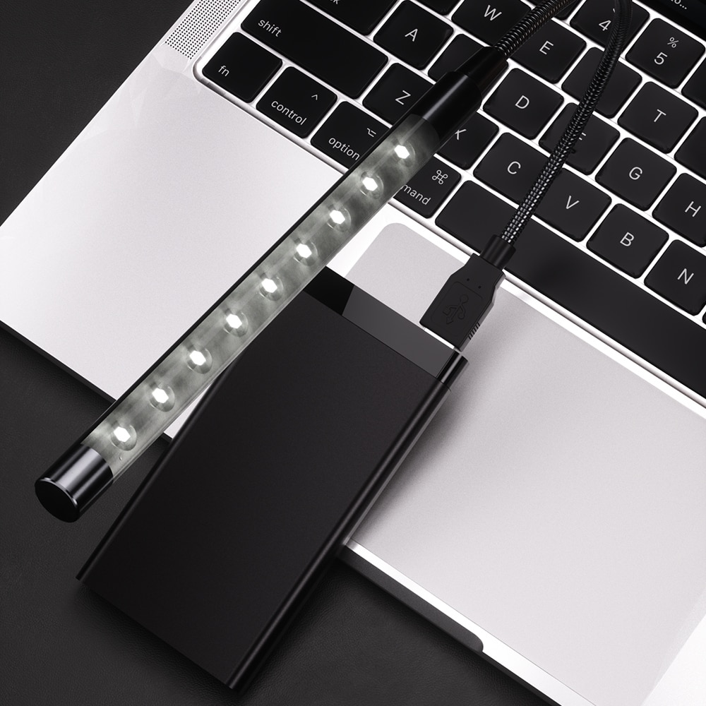 USB-LED-Buchlicht, USB-betrieben, Metallmaterial, 10 LEDs, flexibel Nachtlampe für Laptop, PC, Computer, Notizbuch, Buch-Leselampen