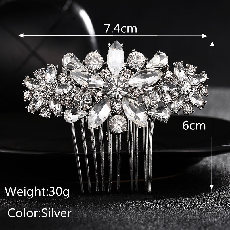 Efily Bridal Bruiloft Haaraccessoires Crystal Zilver Kleur Haar Kammen Voor Vrouwen Bruid Hoofddeksel Party Sieraden Bruidsmeisje: silver color HSJ3898
