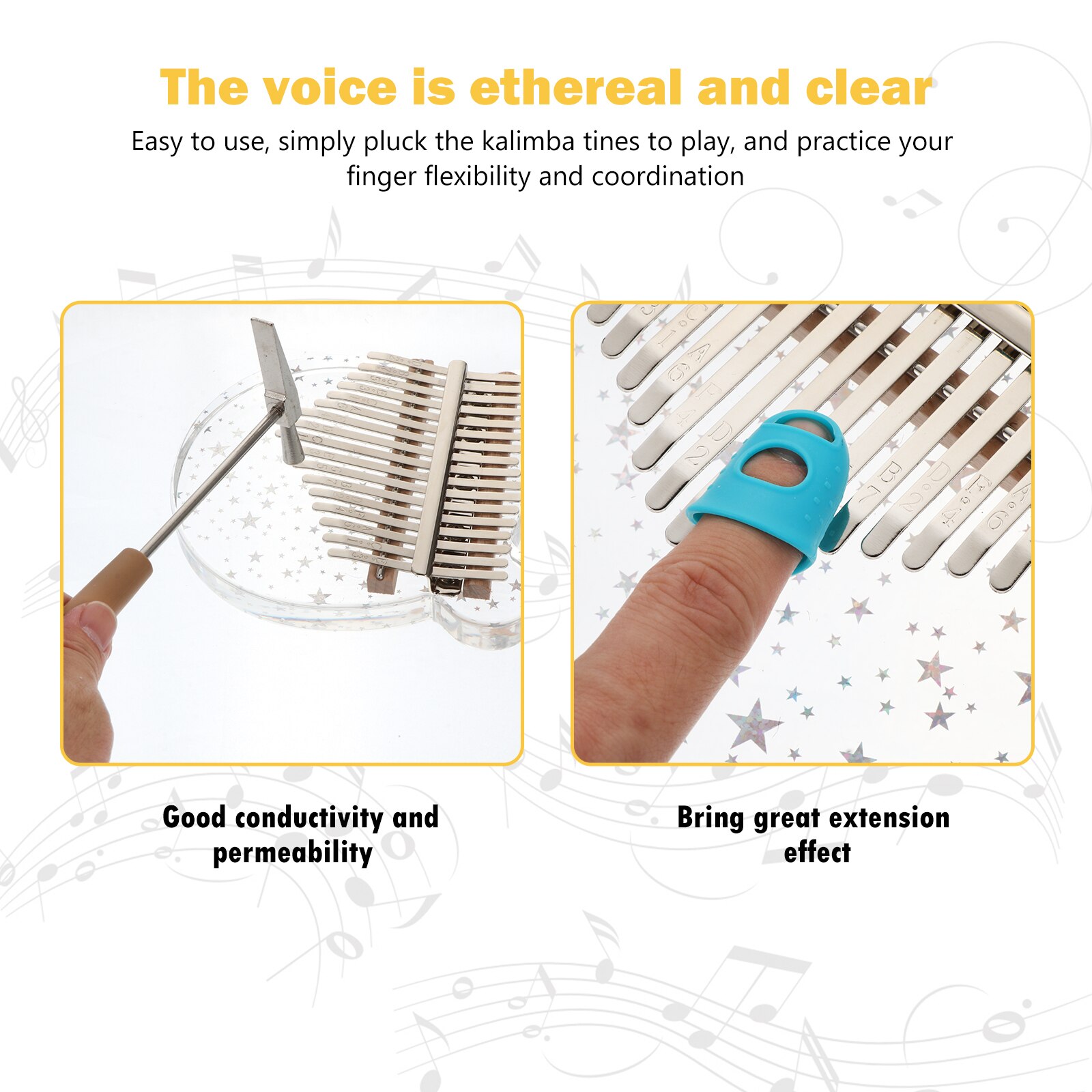 1 Set Kalimba Thumb Mini Piano Crystal Glass Finger Piano Musical Instrument