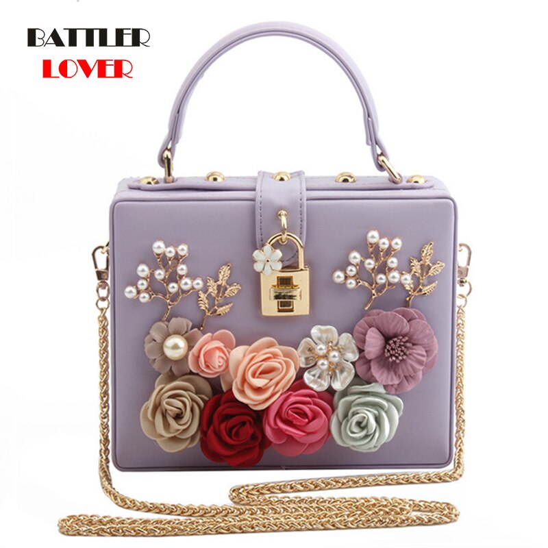 Luxe Handtassen Voor Vrouwen Diamant Schouder Crossbody Tassen Kettingen Avond Flappen Dames Bloem Doos Lock Clutch Purse
