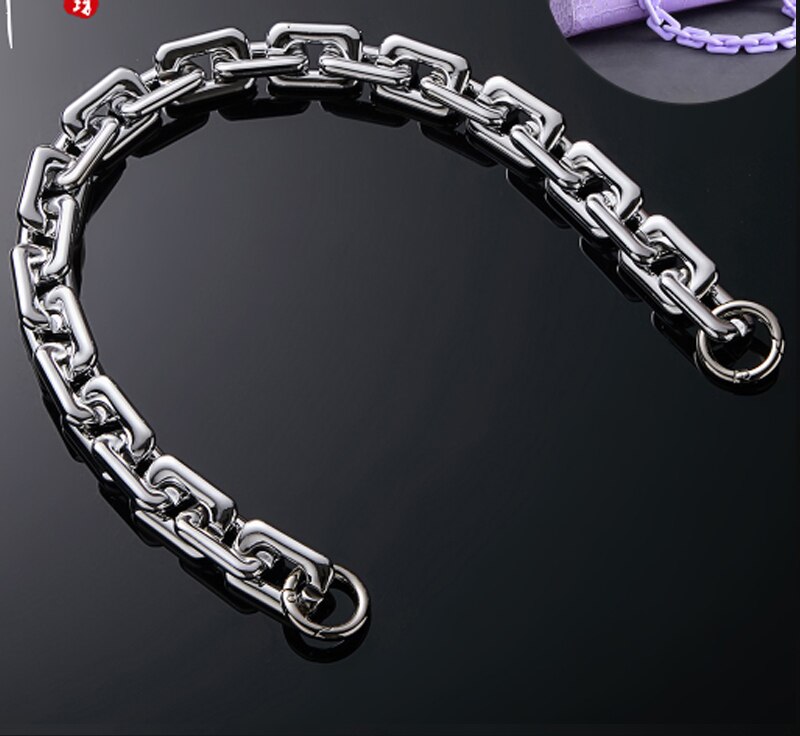 Frauen Kette Tasche Schulter Riemen Harz Material Goldene Vintage Tasche Kette Griff Schulter Tasche Schlüssel Kette Dicke: silver / 40CM