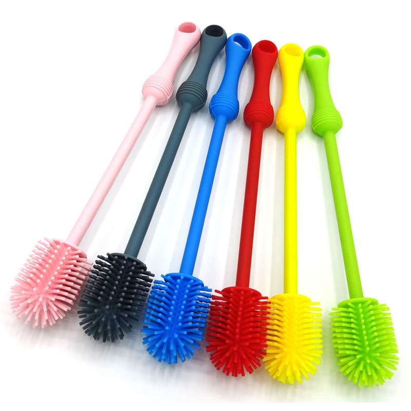 Brosse multifonction en Silicone pour nettoyage de biberons, brosse rotative à Long manche pour nettoyage de biberons