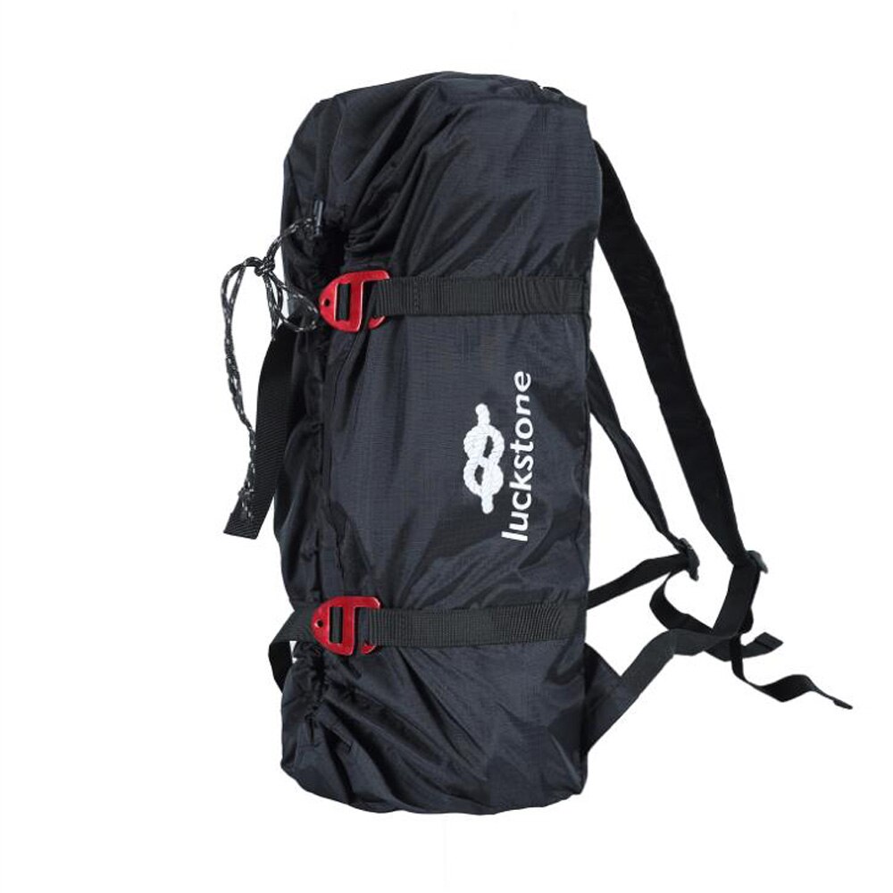 Bjergbestigning reb taske ledning bæretaske vandre skulder rygsæk foldbar bærbar vandtæt rygsæk jordmåtte: Sort