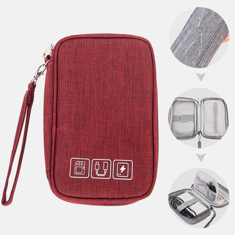 Kabel taske organizer ledninger oplader digital usb gadget bærbar elektronisk øretelefon etui lynlås opbevaringspose tilbehør rejse: 4