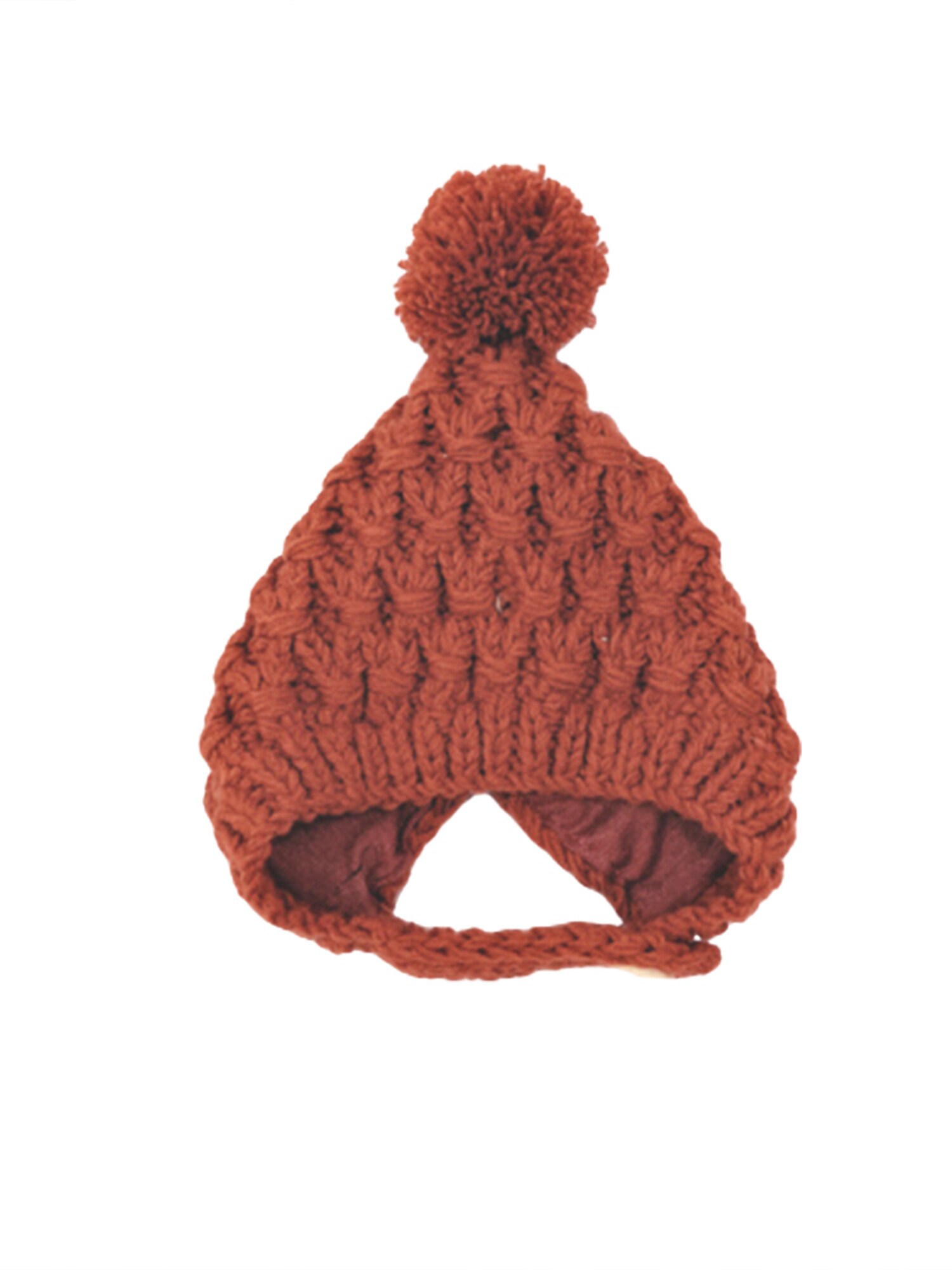 Gorro de lana para bebé, gorro grueso de lana a prueba de viento, Color sólido, Rosa polvoriento, rojo vino, caramelo, Beige y caqui, 3-24 meses: Borgoña