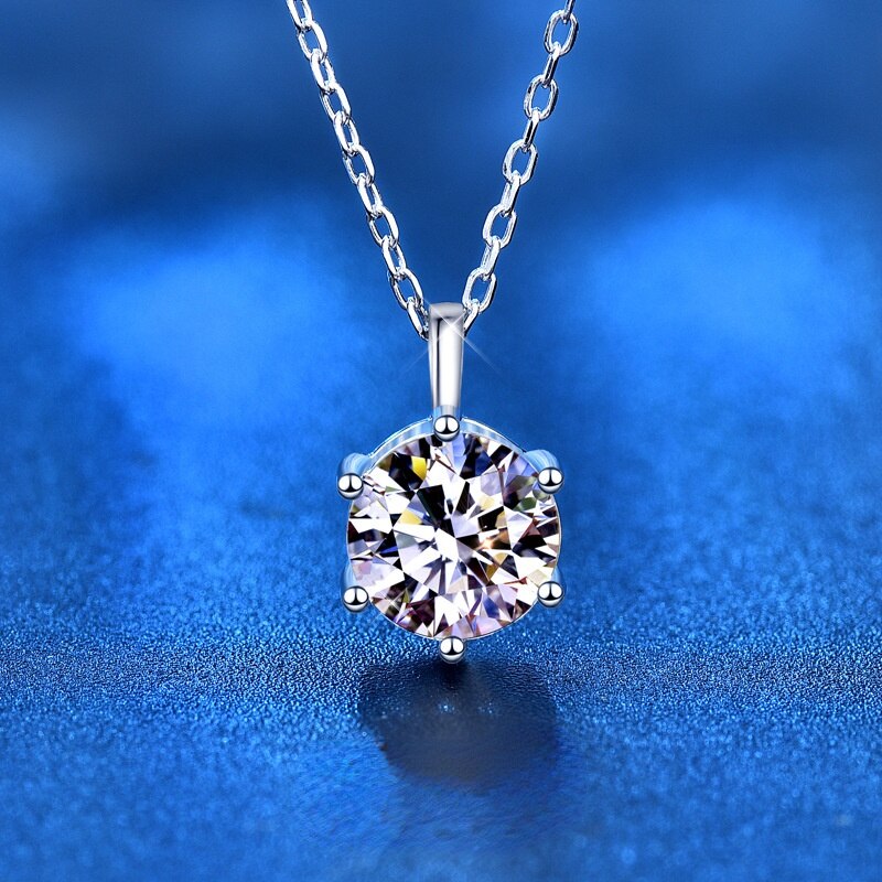 925 Sterling Zilver 1 Karaat Moissanite Hanger Ketting Dames Sleutelbeen Keten Accessoires Engagement Sieraden