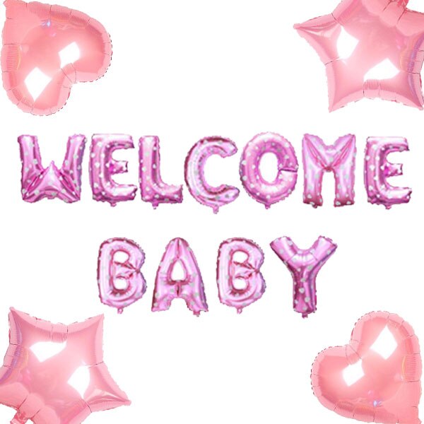 16 Inch Welkom Baby Brief Ballonnen Banner Bunting Met Ster Hart Ballonnen Baby Shower Party Decoraties: Roze