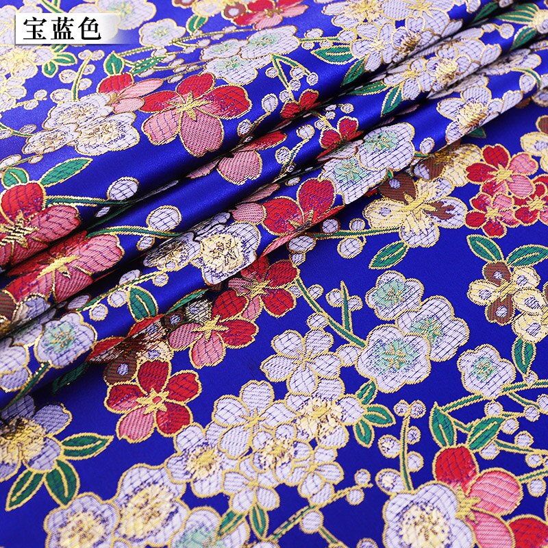 Gouden Patroon Satijn Brokaat Jacquard Bloem Stoffen Vrouwen Hanfu Kinderen Jurk Materiaal Voor Cheongsam En Kimono