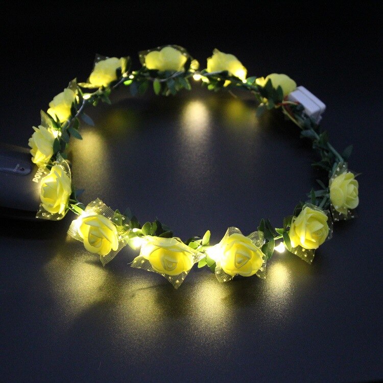 Vrouwen Meisje LED Knippert Lichtgevende Licht Bloem Hoofdband Haarband Hoofddeksels Kerst Bruiloft Glow Party Supply: 6