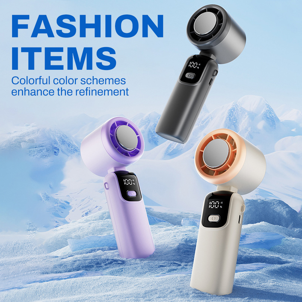 S17 Handheld Ice Fan Semiconductor Folding Ice Cooling Fan 100-Gear Adjustable LED Digital Display Travel Portable USB Mini Fan