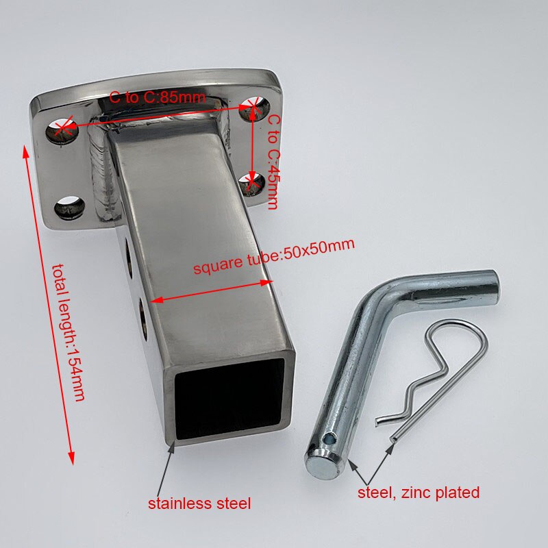 CVP – crochet récepteur pour remorque, adaptateur d&#39;attelage, montage sur plaque, pièces de camping-car, accessoires pour caravanes: stainless steel