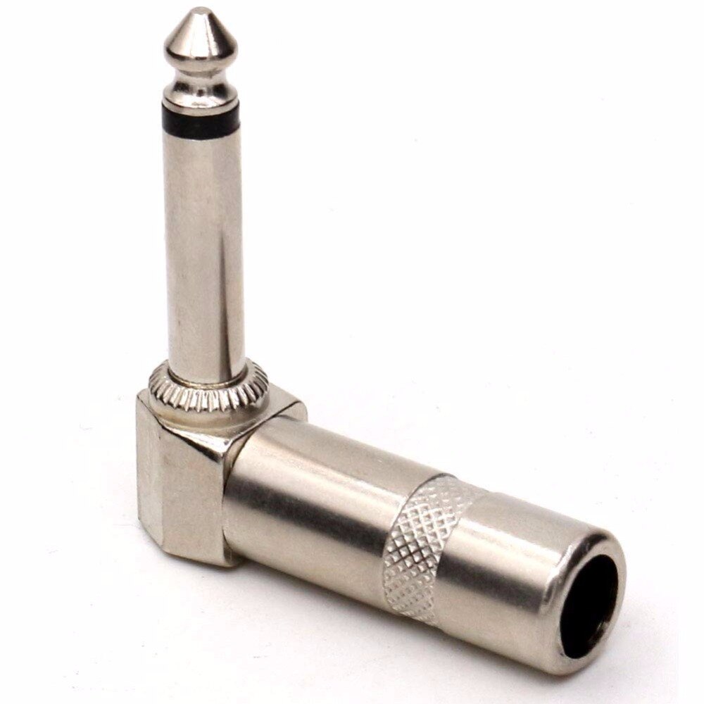 1/4" 6.35mm Jack 90 Degree Right Angle TS Mono Male to Female Solder Connector for Speaker Cables, Patch Cables, Snakes,2pcs