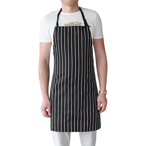 Kitchen Gadget Adjustable Black White Stripe Apron 2 Pockets Coffee Western Restaurant Chef Waiter Workwear Apron Home Apron