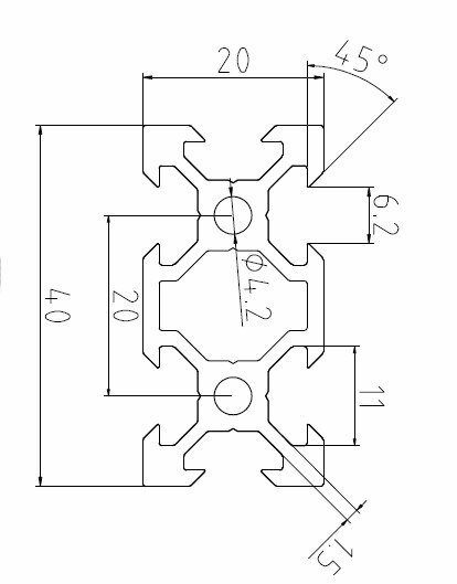 2040 アルミ押出プロファイルヨーロッパ標準 2040 vスロット黒長さ 500 ミリメートルアルミプロファイルワークベンチ 1 個