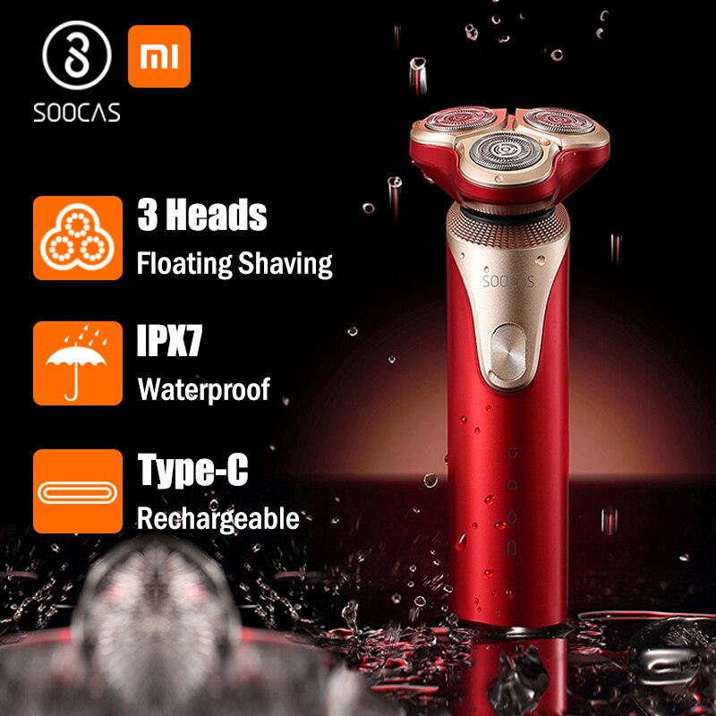 Xiaomi Soocas S3 Electric Shaver Men Razor 3D Beard Trimmer Type-C Rechargeable Shaving Machines