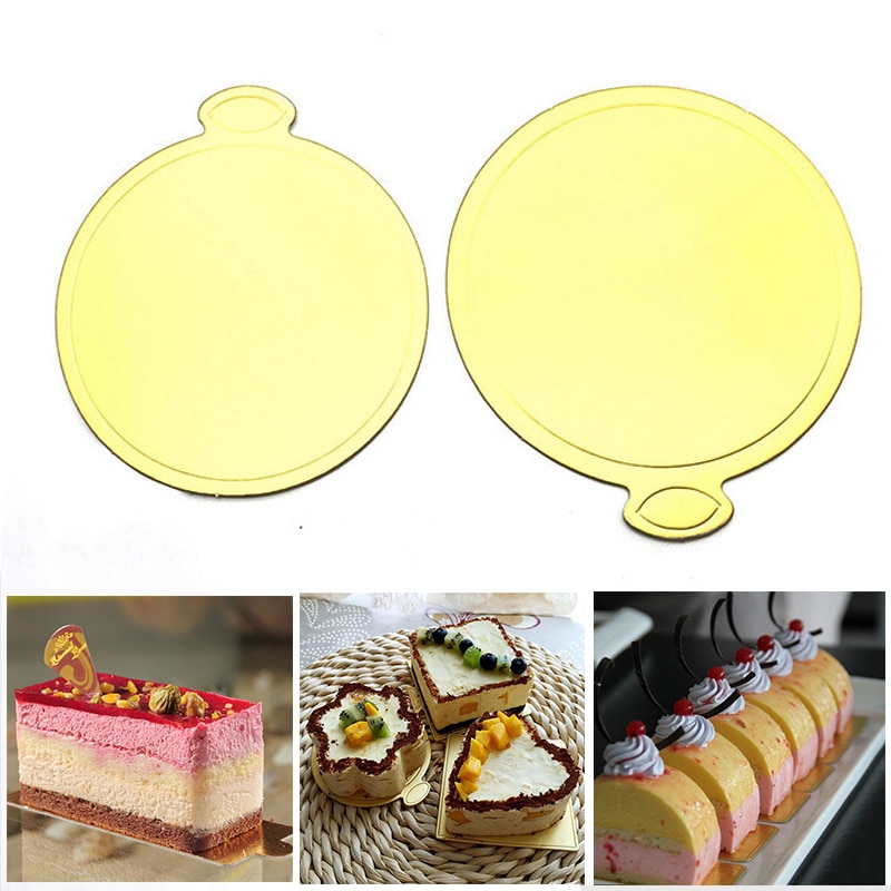 100Pcs/lot Mousse Cake Boards Tray Golden Paper Cakeboard for Cake Dessert Display Tray Wedding Birthday Cake Decorating Tools