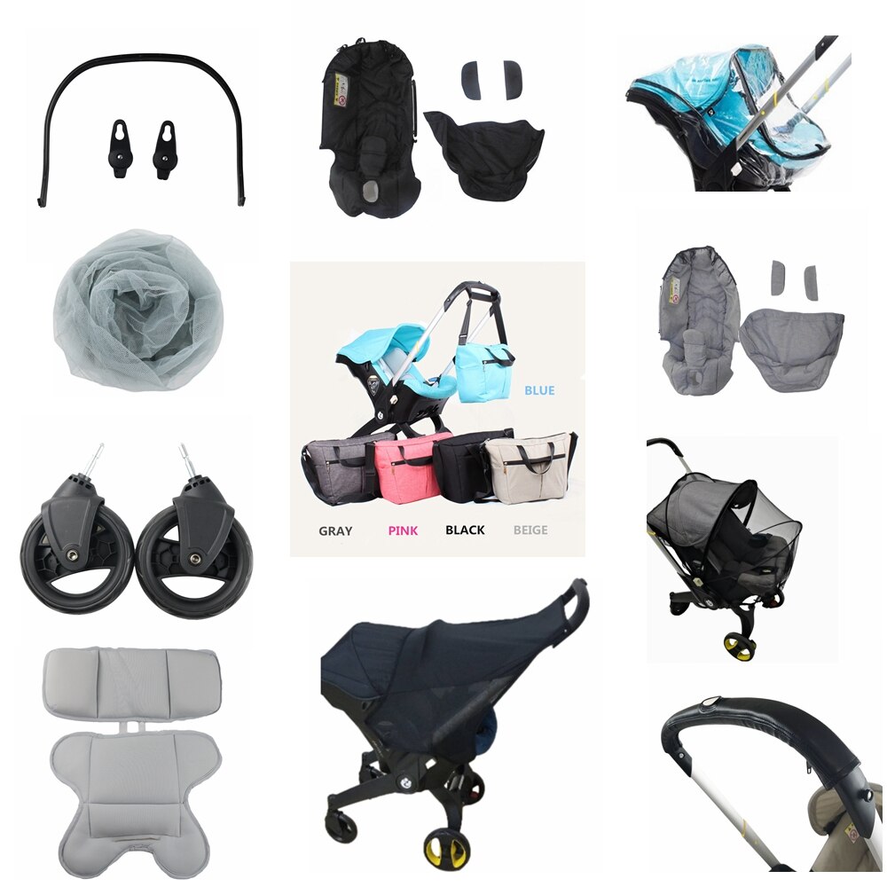 Reemplazo de accesorios para cochecito de Doona, mosquitera, cubierta de lluvia, bolso de viaje, cubierta de cuero para reposapiés, almohadilla de algodón a prueba de polvo, asientos de coche