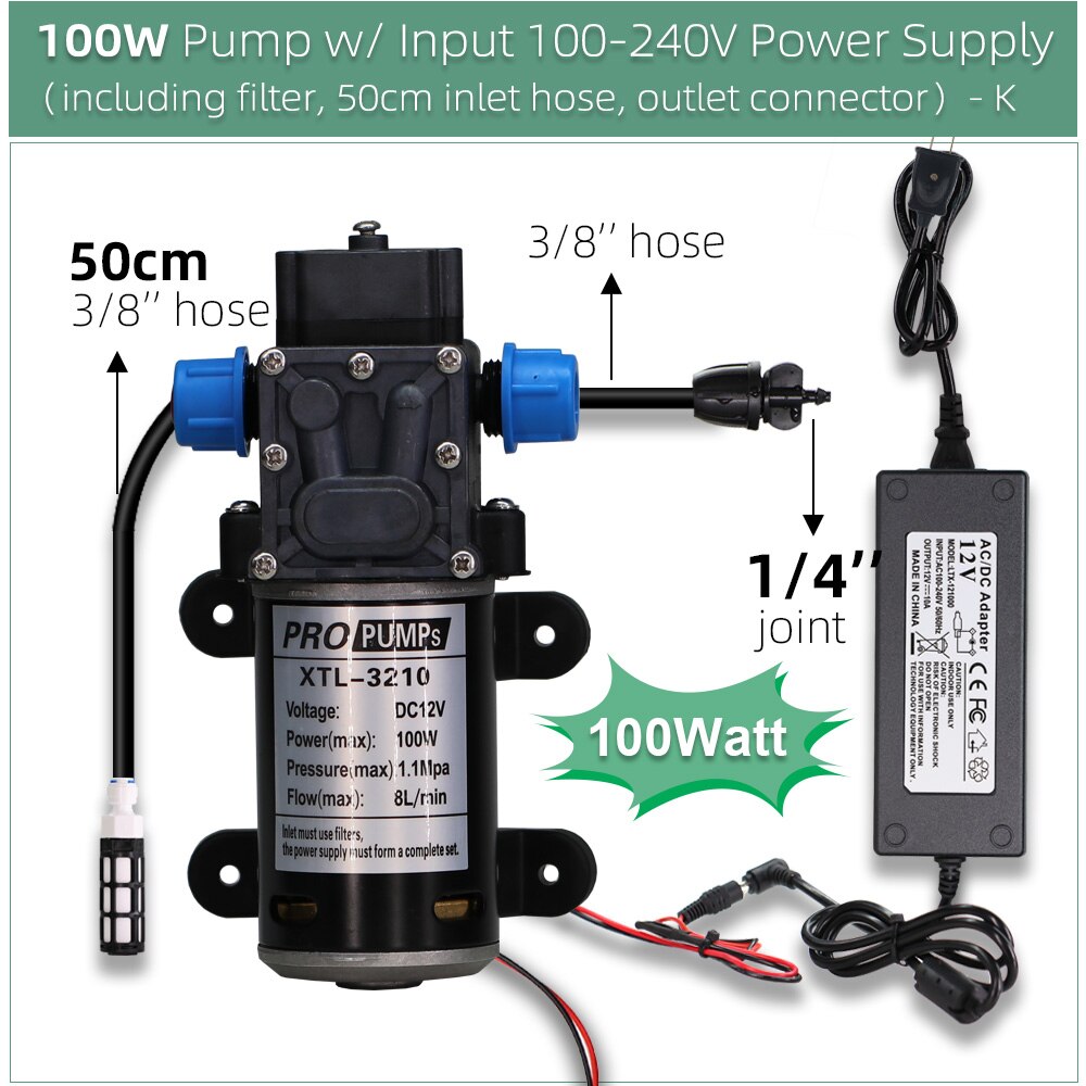 MUCIAKIE 5-30M 0-13L/H 45W pompa autoadescante sistema di raffreddamento nebulizzante Kit di irrigazione regolabile con filtro di alimentazione