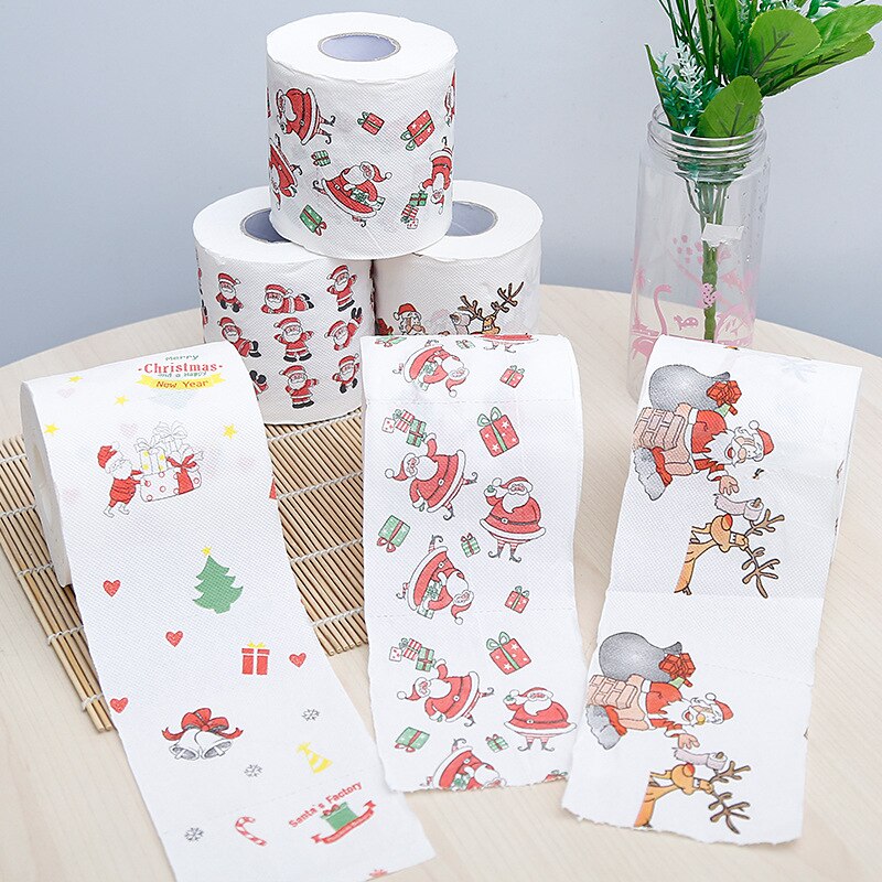 Joulukylpyhuoneen wc-paperi värillinen 2- -kerroksinen kuviopaperirullat joulukoristeet juhla-wc-paperi 100g/ rulla 10.5*10.5cm