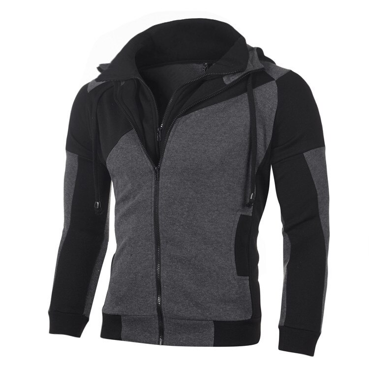 herbst Hoodies Männer Patchwork Zipper Strickjacke Sweatshirts Slim Fit Sportswear Lässig Trainingsanzug: m / dark grey