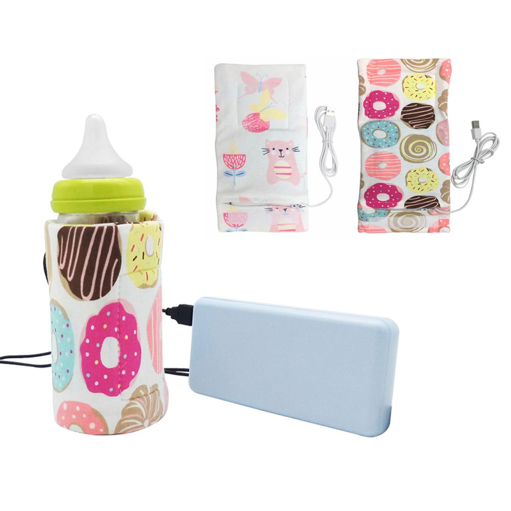 Baby Usb Flessenwarmer Draagbare Outdoor Baby Melk Voeden Verpleging Fles Verwarmd Cover Geïsoleerde Tas Reizen Melk Thermostaat