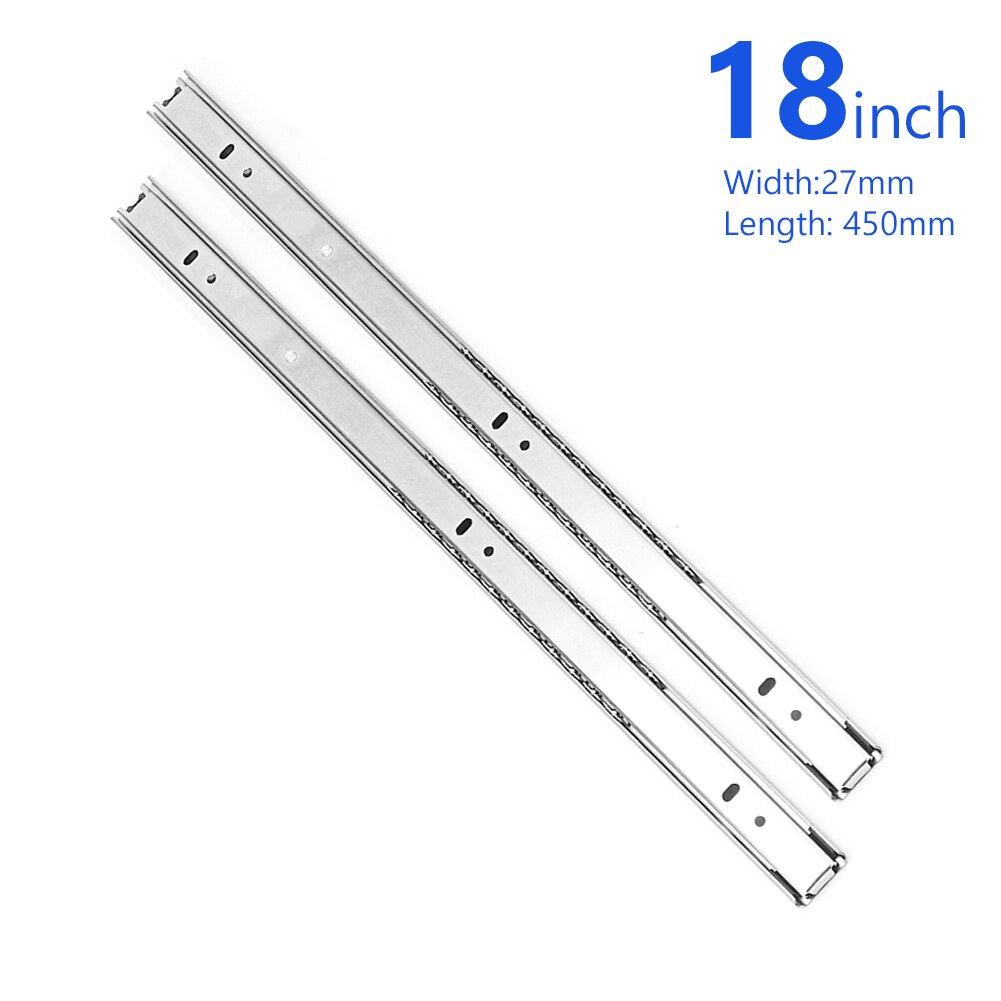 2 Sections Drawer Slides Micro Guide Steel Ball 27mm Wide Steel Ball 2 Fold Ball Slide Cabinets Drawer Steel Ball Cabinet Slides: 450mm