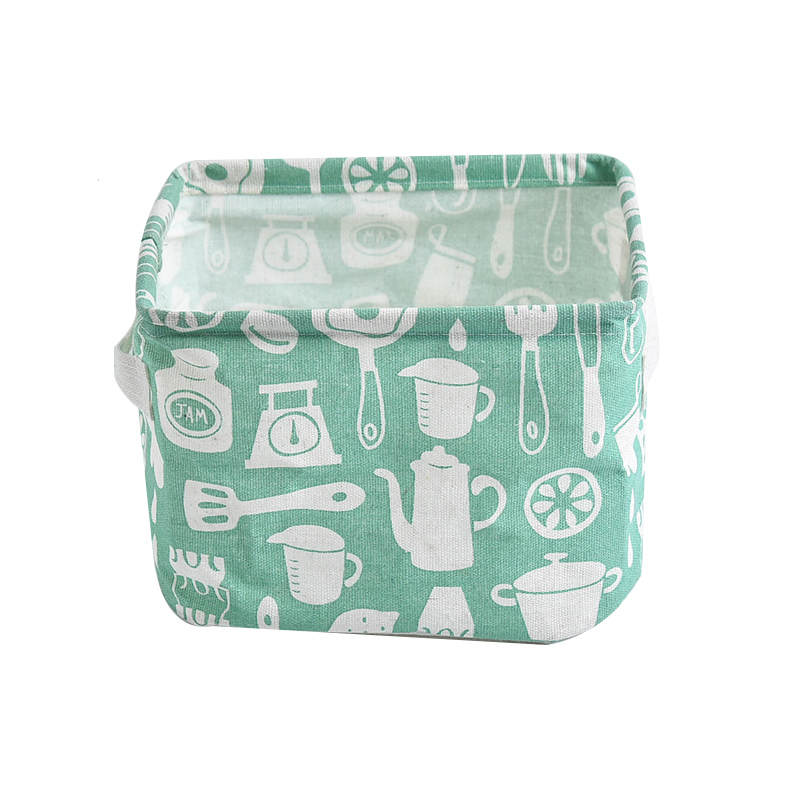 Foldable Canvas Storage Basket With Handle Cosmetic Toy Organizer Underwear Socks Clothes Storagebag Office Stationery Organizer: MULTI