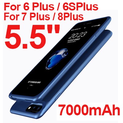 Batterij Case Voor Iphone 6 S 6 S 7 8 5000/7000Mah Power Bank Opladen Case Voor Iphone 8 Plus 6/7 P Externe Batterij Oplader Cover: Blue 6P 6SP 7P 8P