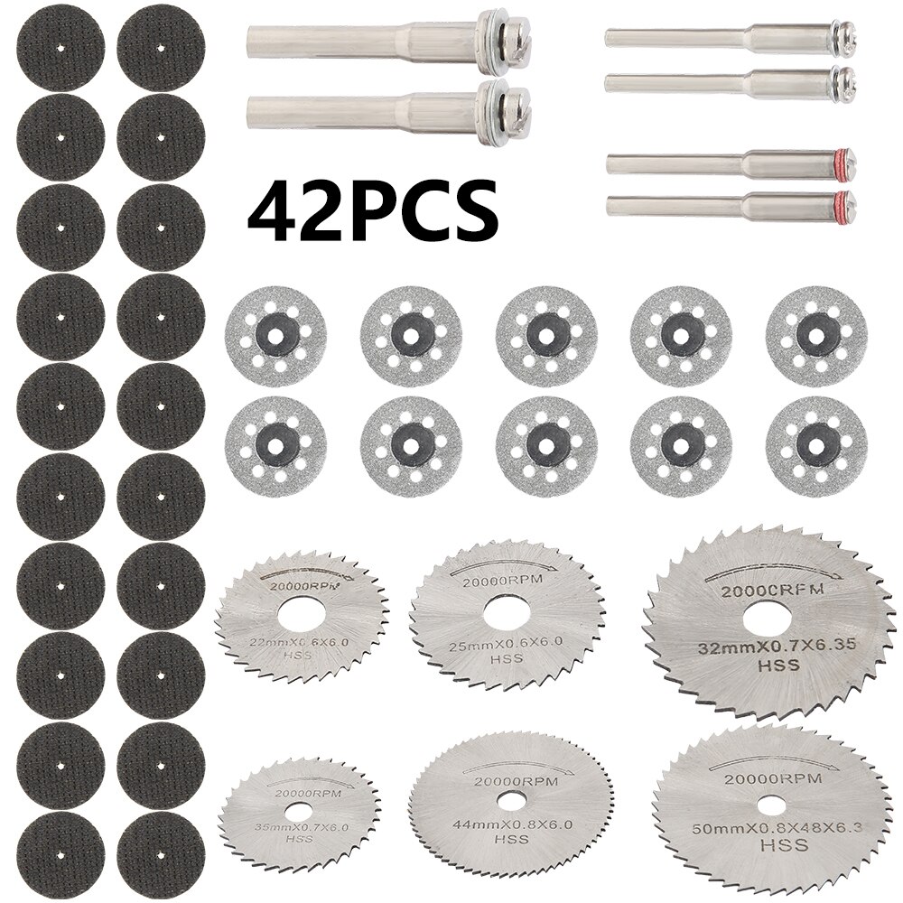 42pcs HSS Mini Circular Saw Blade Set Resin Cut-Off Wheels Disc Diamond Cutting Blade Metal Cutter Power Tool for Dremel Drill