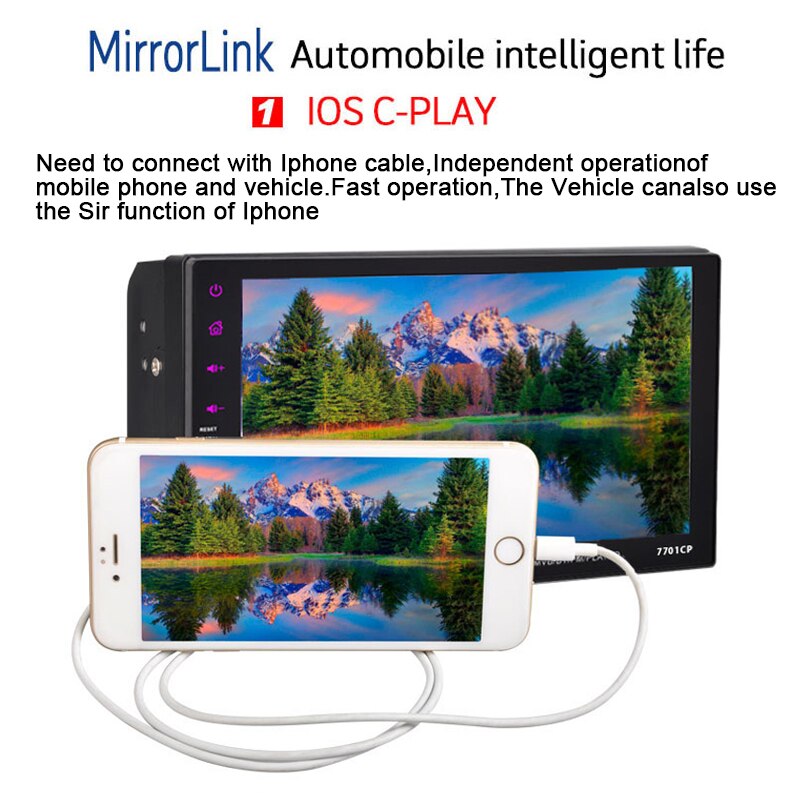 Car Radio MP5 Mirror Link Rear View Camera USB Full HD FM Remote Control 2din 1024P Bluetooth Android 7” AUX IN ISO