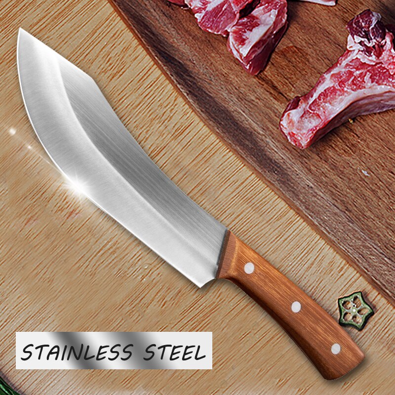 7 Inch Chef Knife Stainless Steel Butcher Knife Vegetable Meat Cleaver Slicing Knife Sharp Kitchen Knife Comfortable Handle