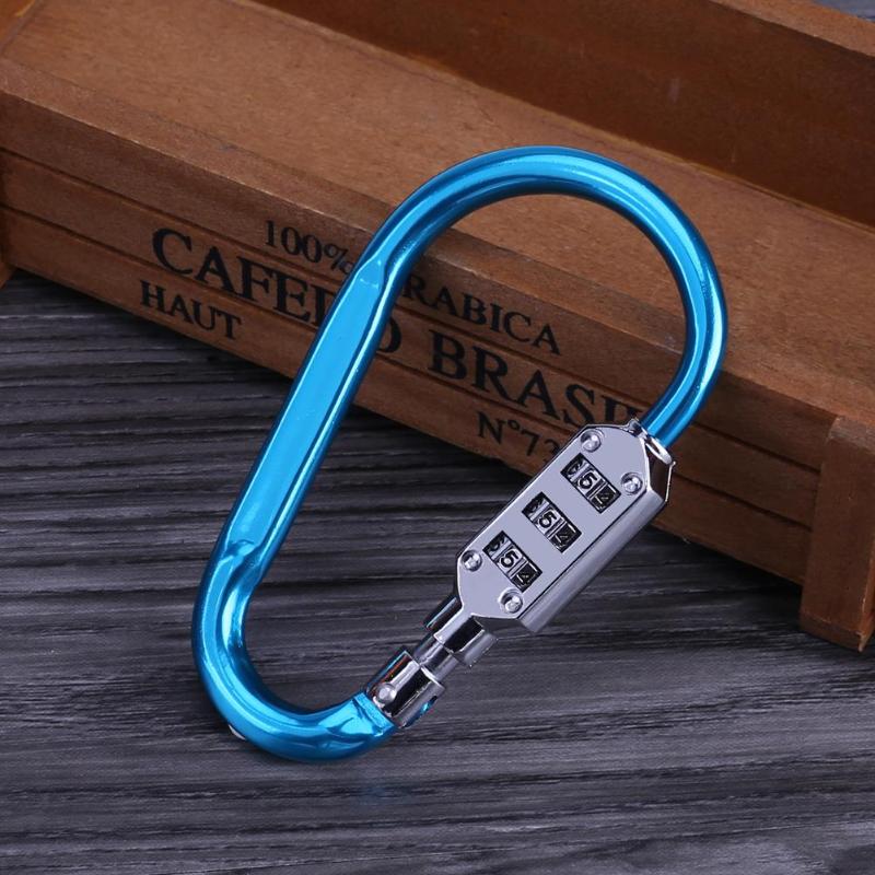 Metal Handy Helmet Lock Combination Outdoor Climbing Gear 3 Digit Code Lock Climbing Carabiner Outdoor Rock