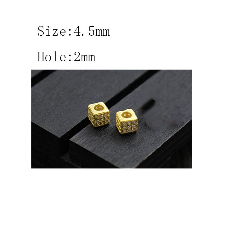 100% 925 Sterling Silver Spacer Beads With AAA Zircon Pretty Gold Color Charm Silver Beads DIY Jewelry Making Bracelets Findings: 2 gold