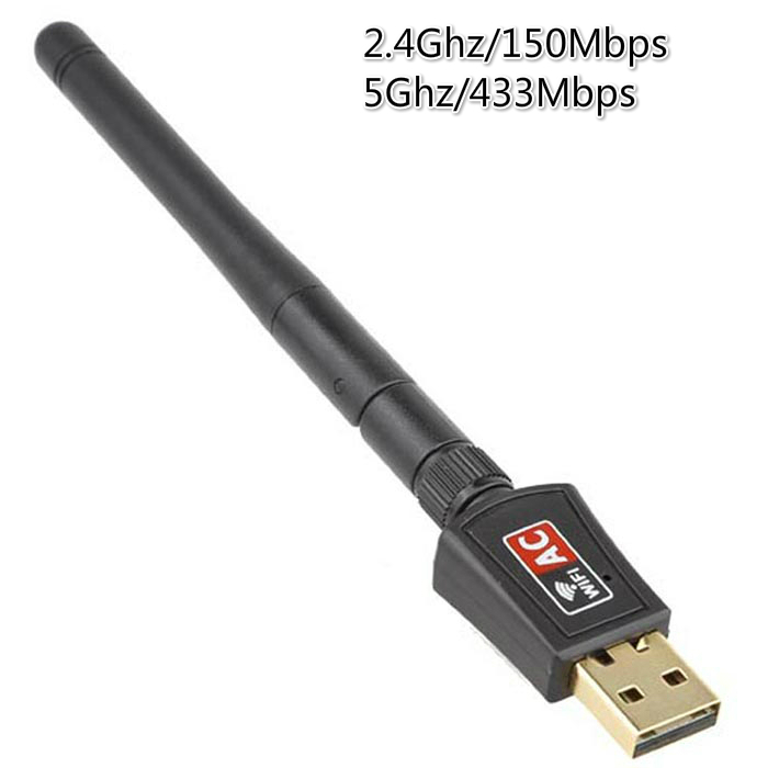 802.11b/ g / n / ac dual band 600 mbps rtl 8811cu trådløs usb wifi adapter dongle med 2.4g & 5.8g ekstern wifi antenne til android