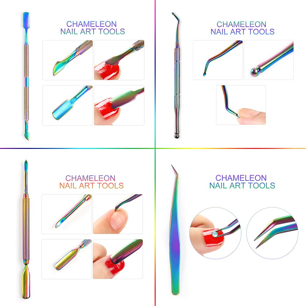 COSCELIA-empujadores de cutículas de acero inoxidable, 1 pieza, para manicura y pedicura, removedor de piel muerta, empujador de doble cara, herramienta de limpieza artística para uñas
